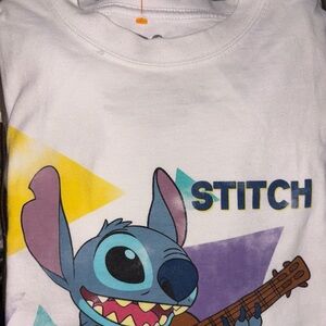 Stitch Woman White Graphic Long Sleeve  T Shirt